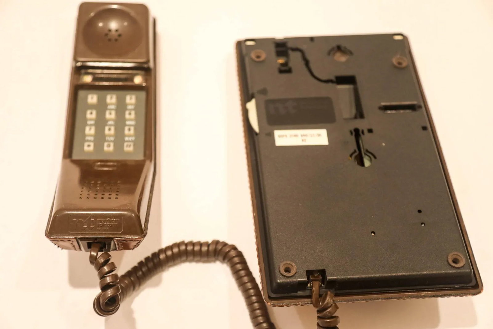 Vintage Brown Stitched Leather Covered Telephone by Contempra 1970s - 7