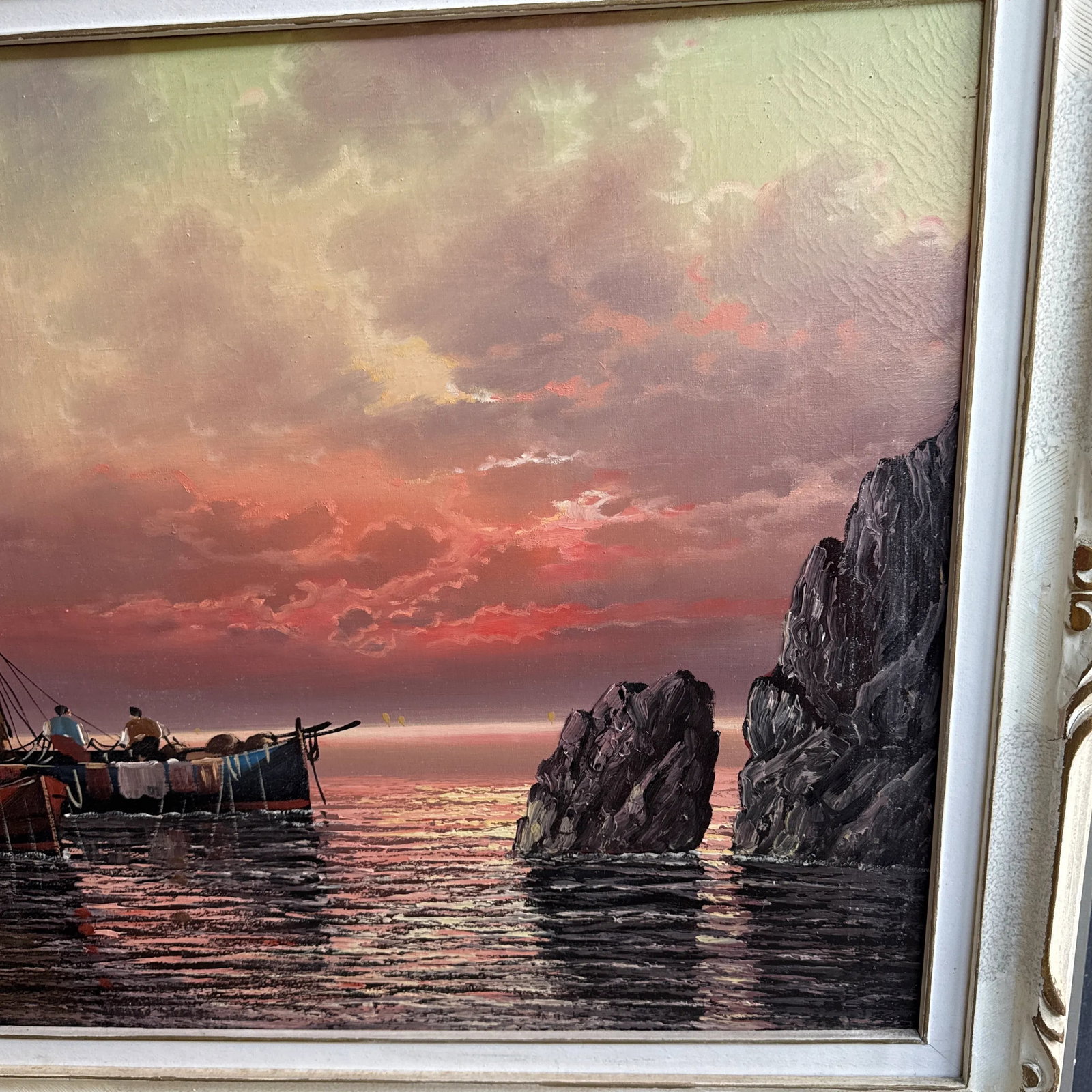Early 20th Century Italian Style Seascape Painting Signed and Framed - 3