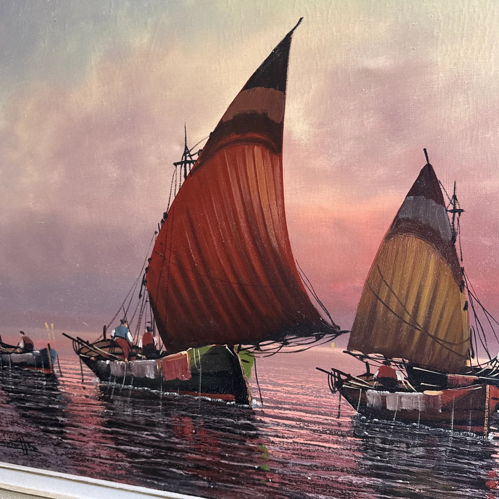 Early 20th Century Italian Style Seascape Painting Signed and Framed - 5