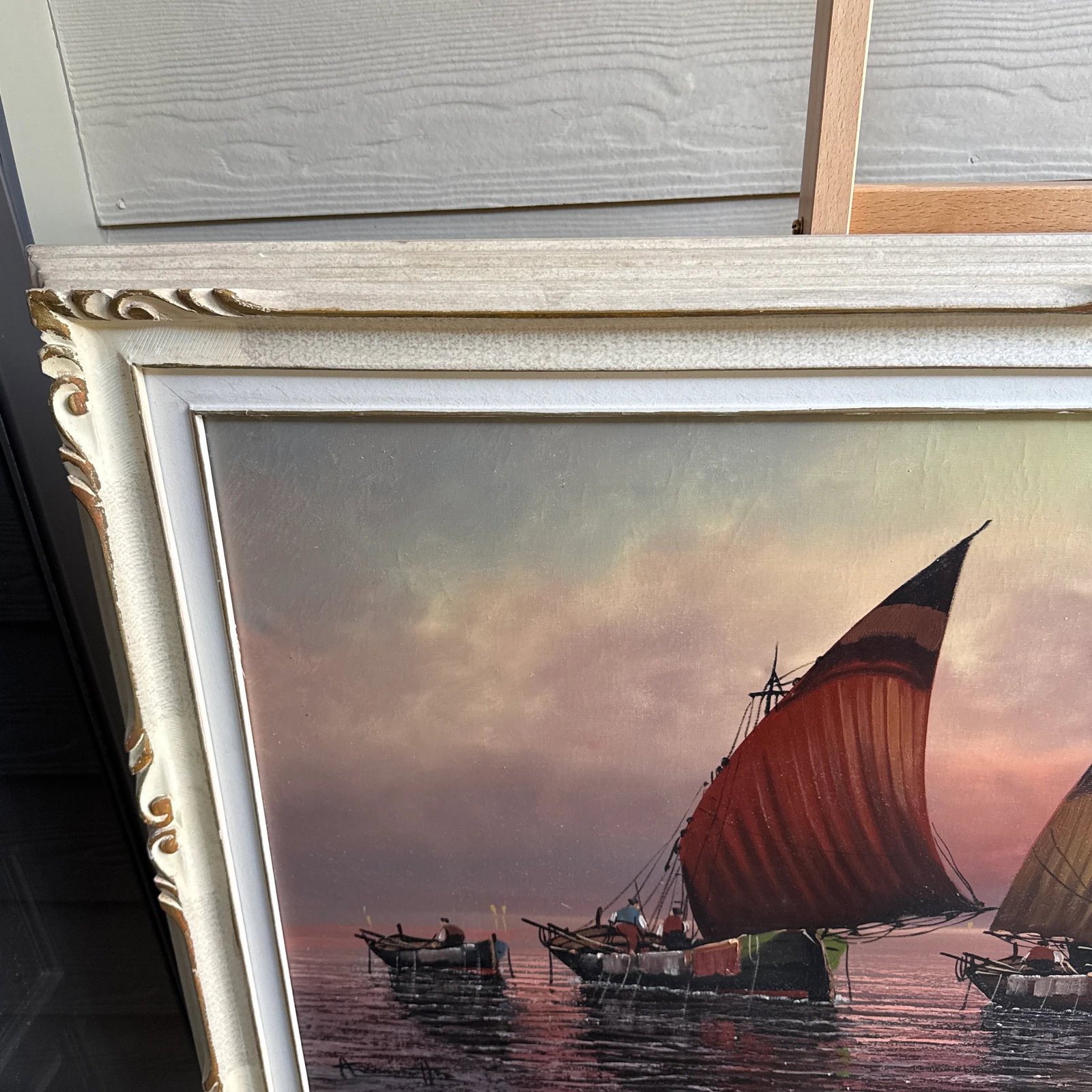 Early 20th Century Italian Style Seascape Painting Signed and Framed - 7