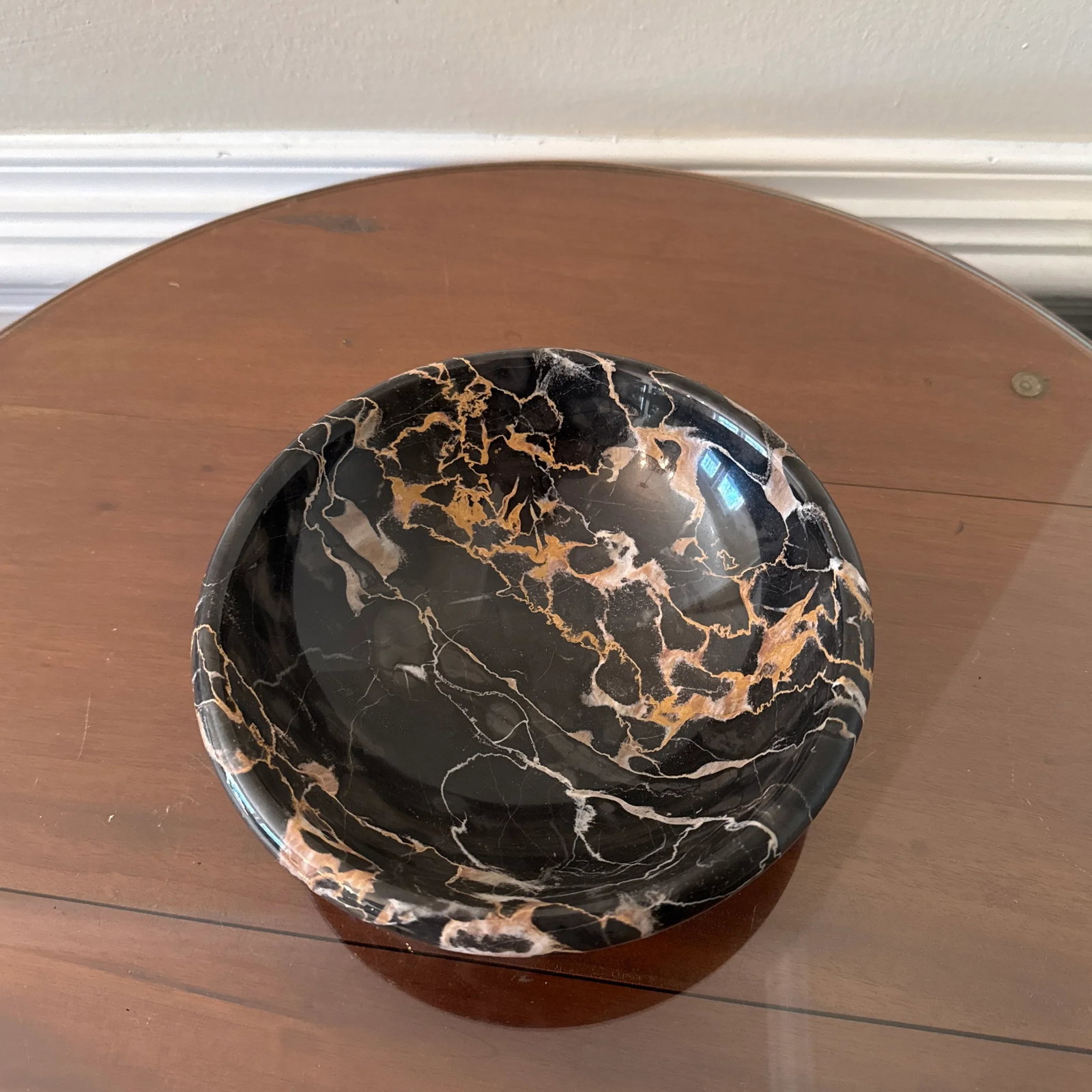 Vintage Italian Black Portoro Marble Centerpiece Bowl - 10