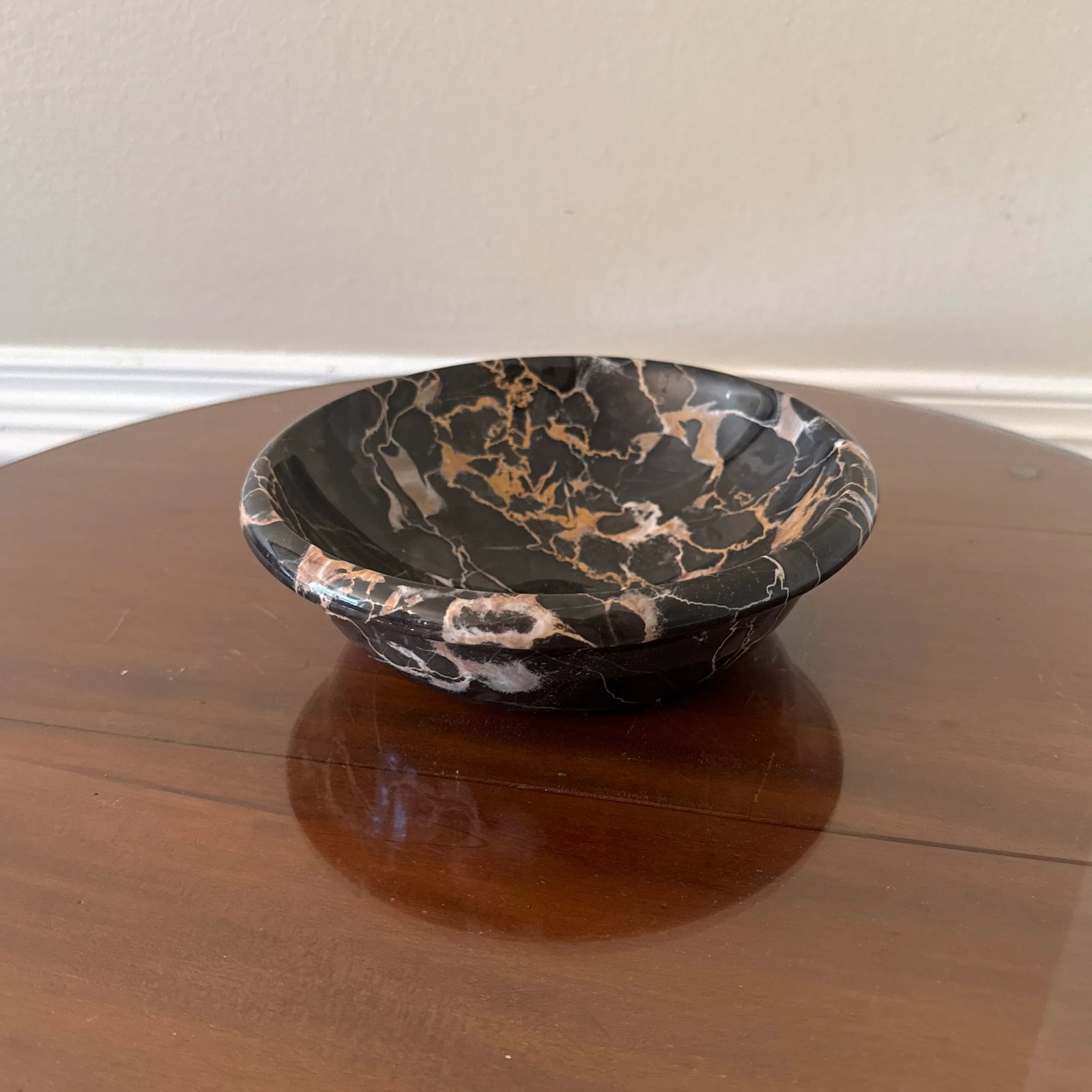 Vintage Italian Black Portoro Marble Centerpiece Bowl - 11