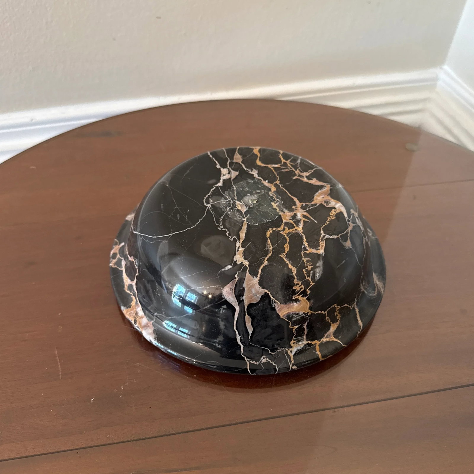 Vintage Italian Black Portoro Marble Centerpiece Bowl - 12