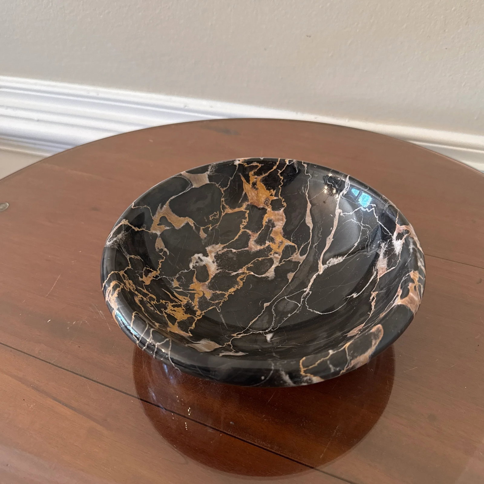 Vintage Italian Black Portoro Marble Centerpiece Bowl - 6