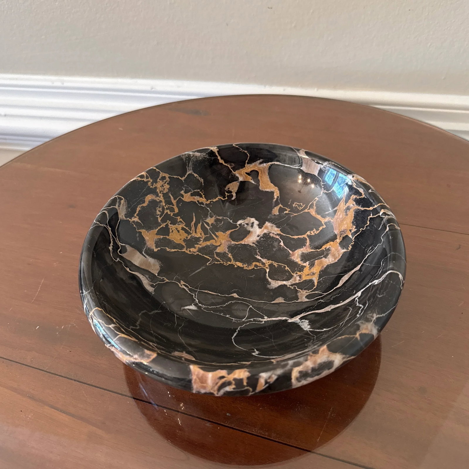 Vintage Italian Black Portoro Marble Centerpiece Bowl - 8