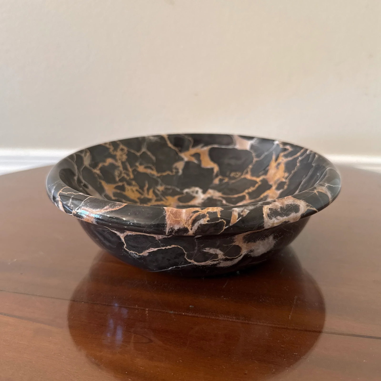 Vintage Italian Black Portoro Marble Centerpiece Bowl - 9