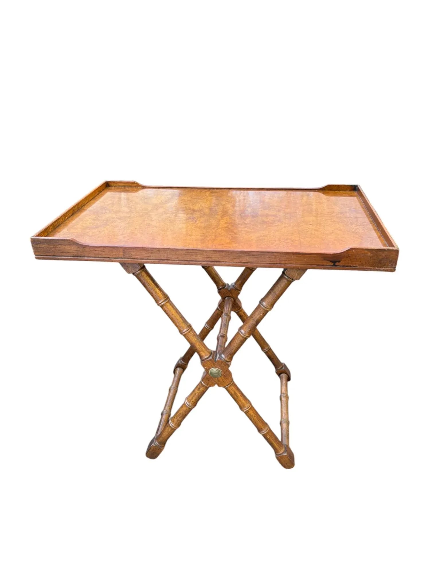 Drexel Et Cetera Hollywood Regency Style Burl Wood Butler's Tray Table Convertible to Coffee Table - 3