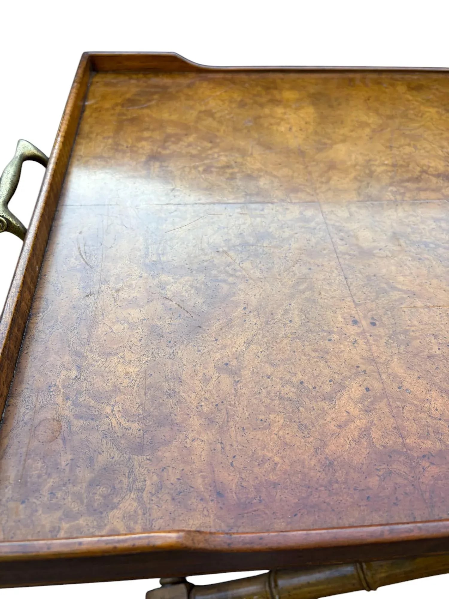 Drexel Et Cetera Hollywood Regency Style Burl Wood Butler's Tray Table Convertible to Coffee Table - 9
