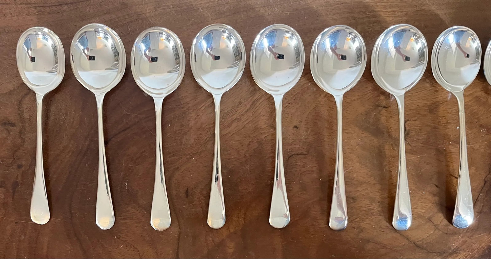 Antique English Epns Silver Plate Cream Soup or Table Spoons - a Set of 10 - 3