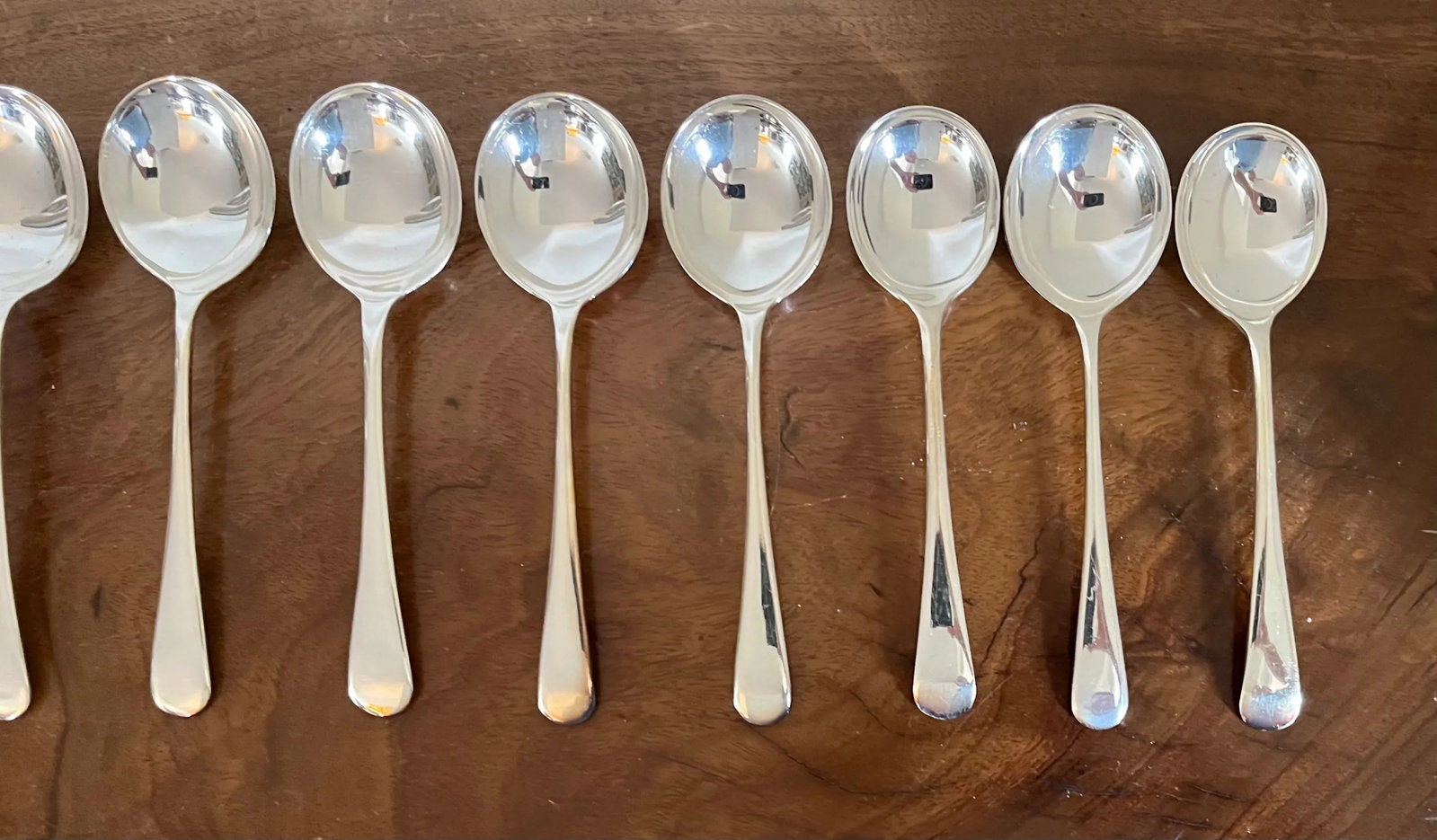 Antique English Epns Silver Plate Cream Soup or Table Spoons - a Set of 10 - 4
