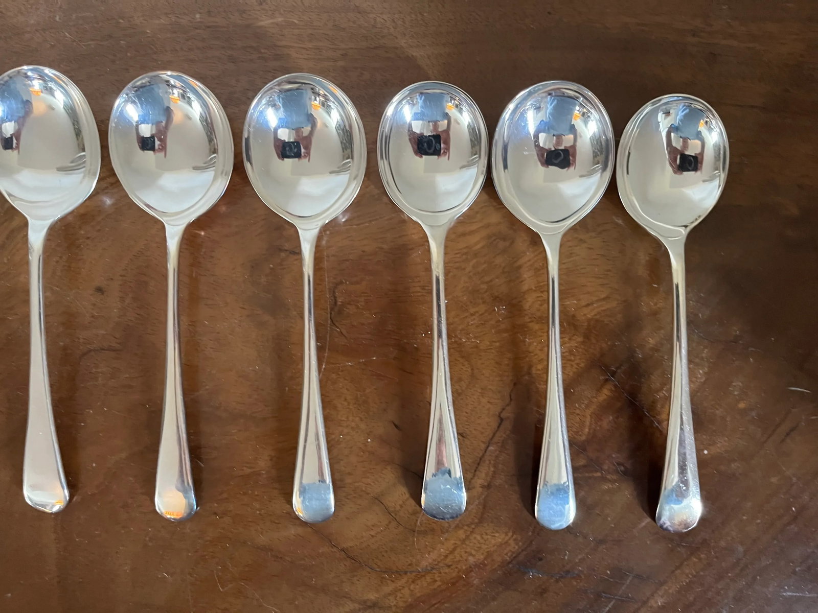 Antique English Epns Silver Plate Cream Soup or Table Spoons - a Set of 10 - 6