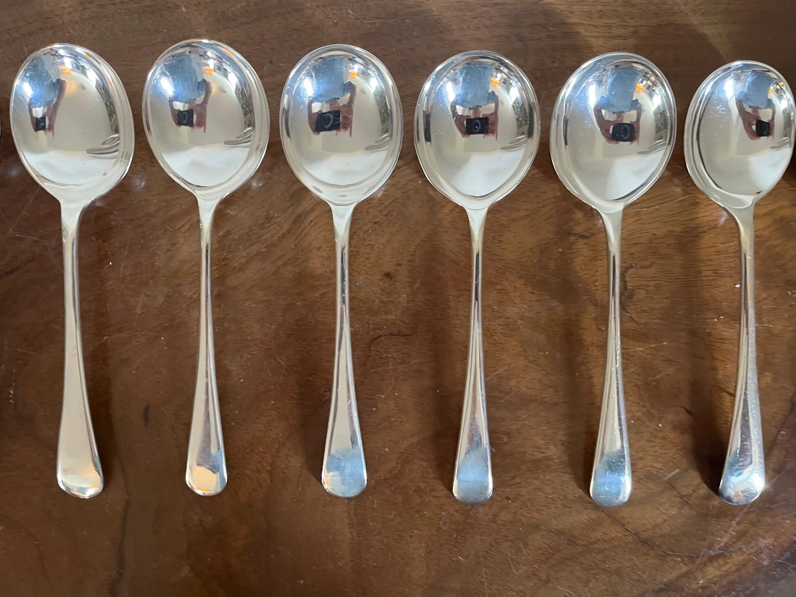 Antique English Epns Silver Plate Cream Soup or Table Spoons - a Set of 10 - 7