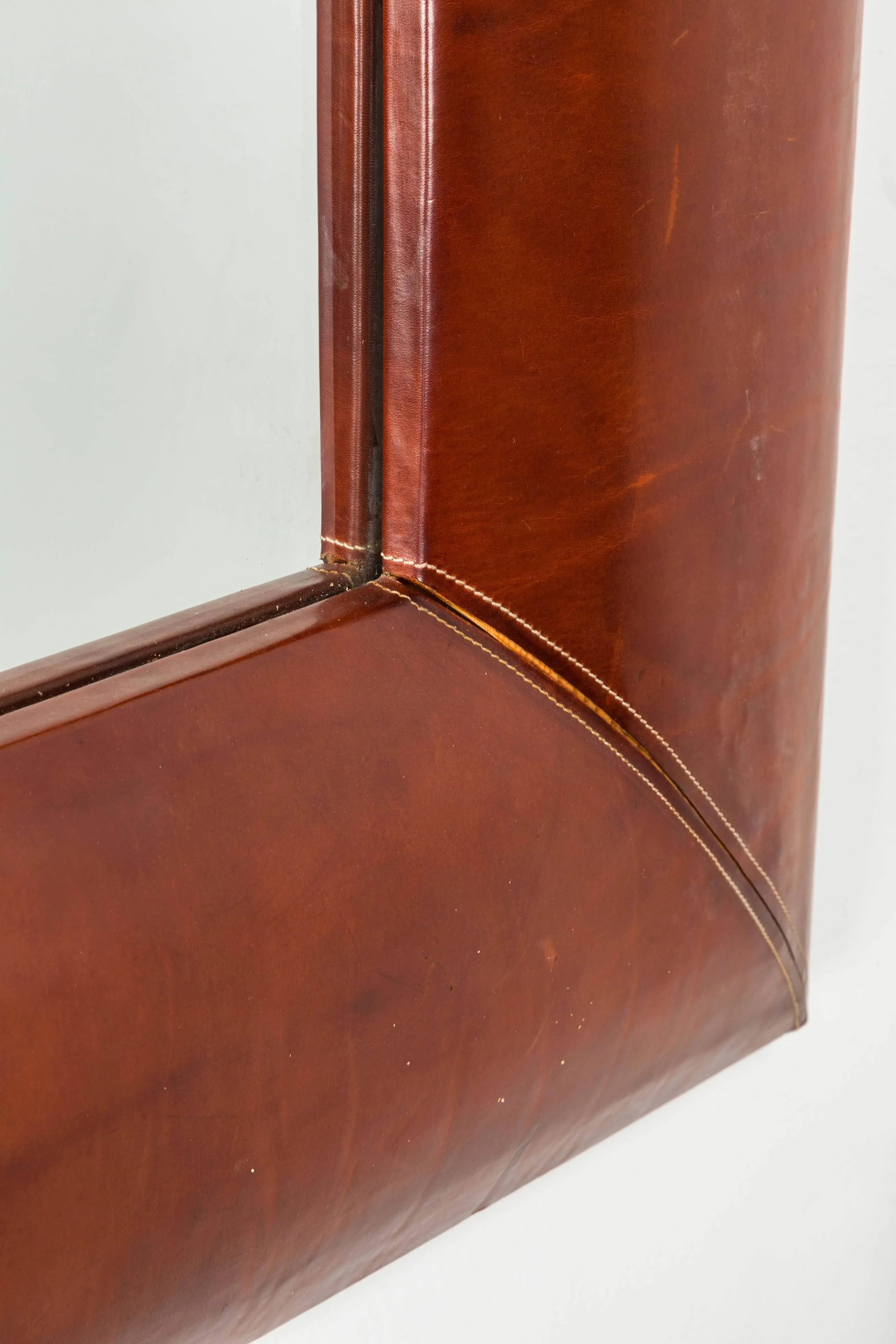 French Mirror with Stitched Leather Frame - 3