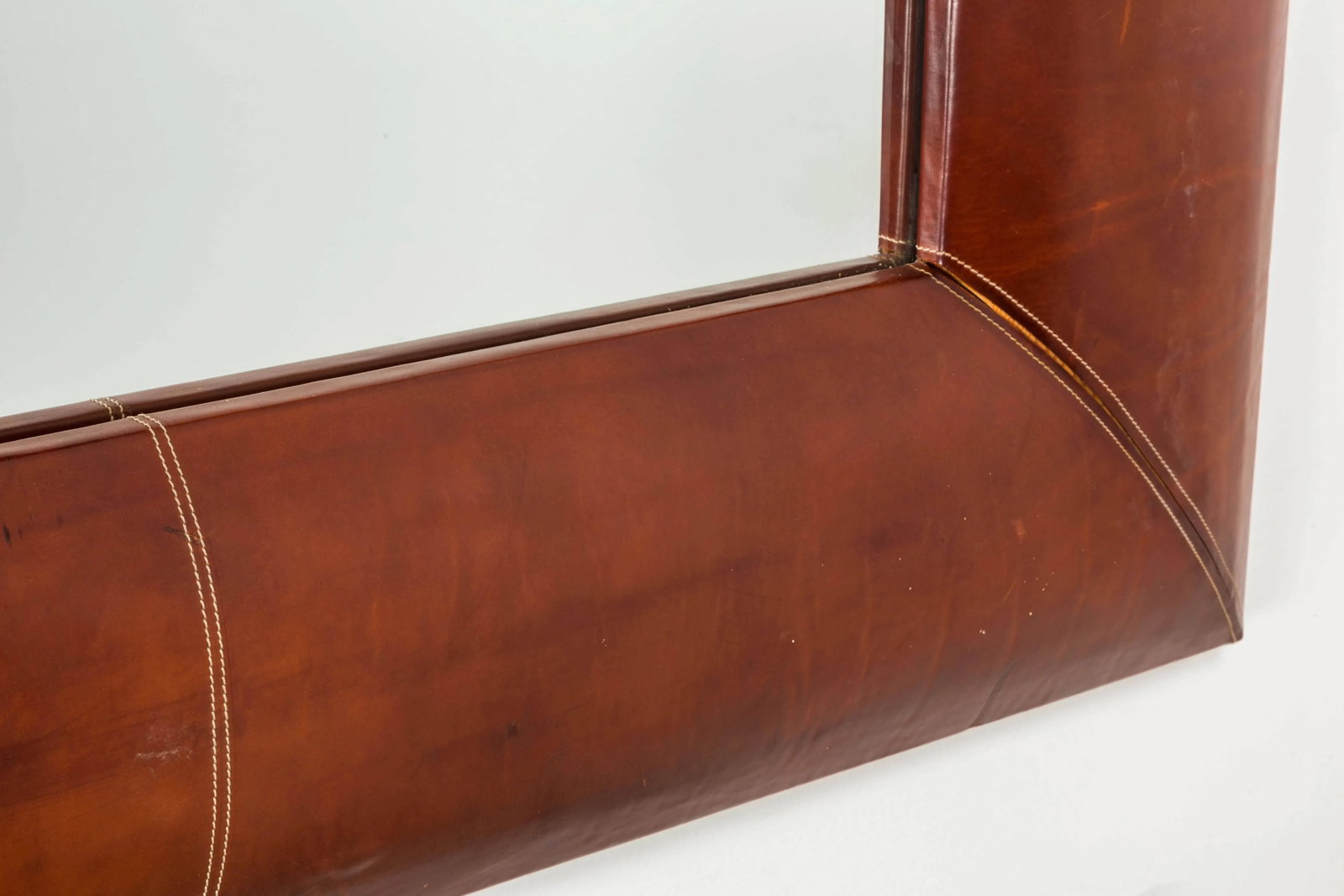 French Mirror with Stitched Leather Frame - 4