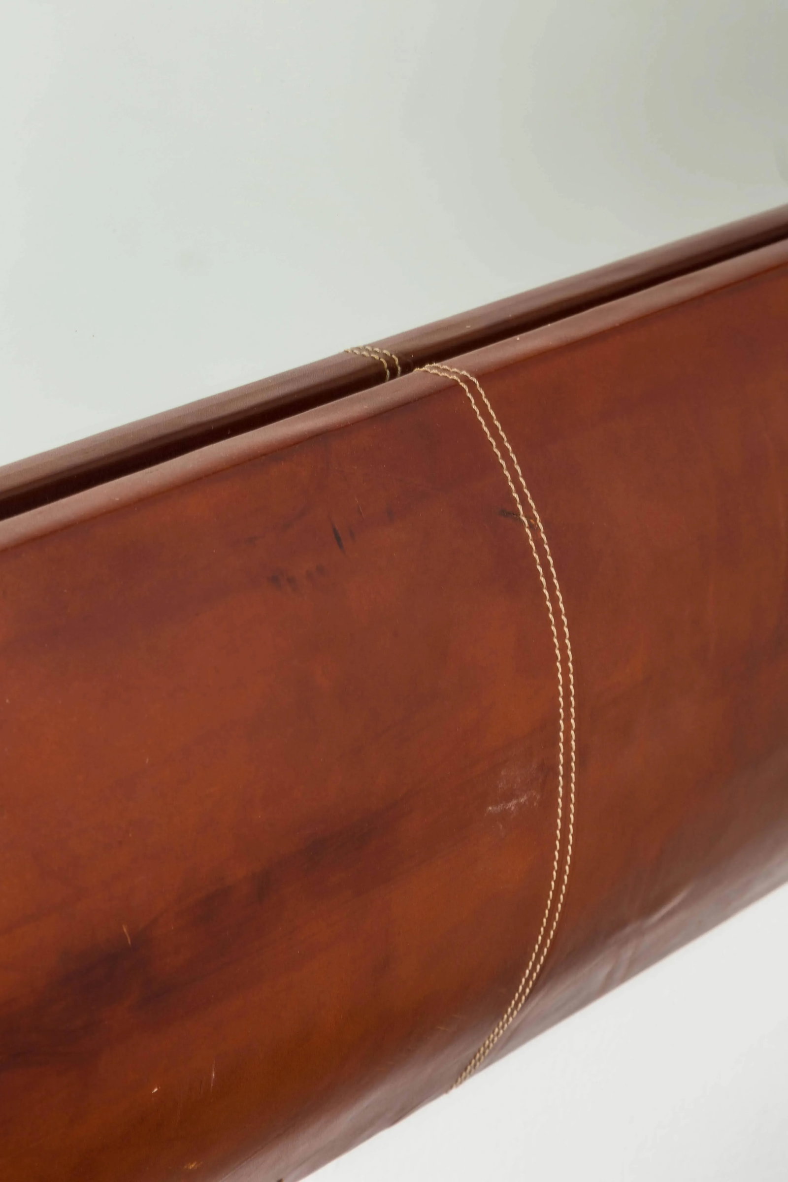 French Mirror with Stitched Leather Frame - 5