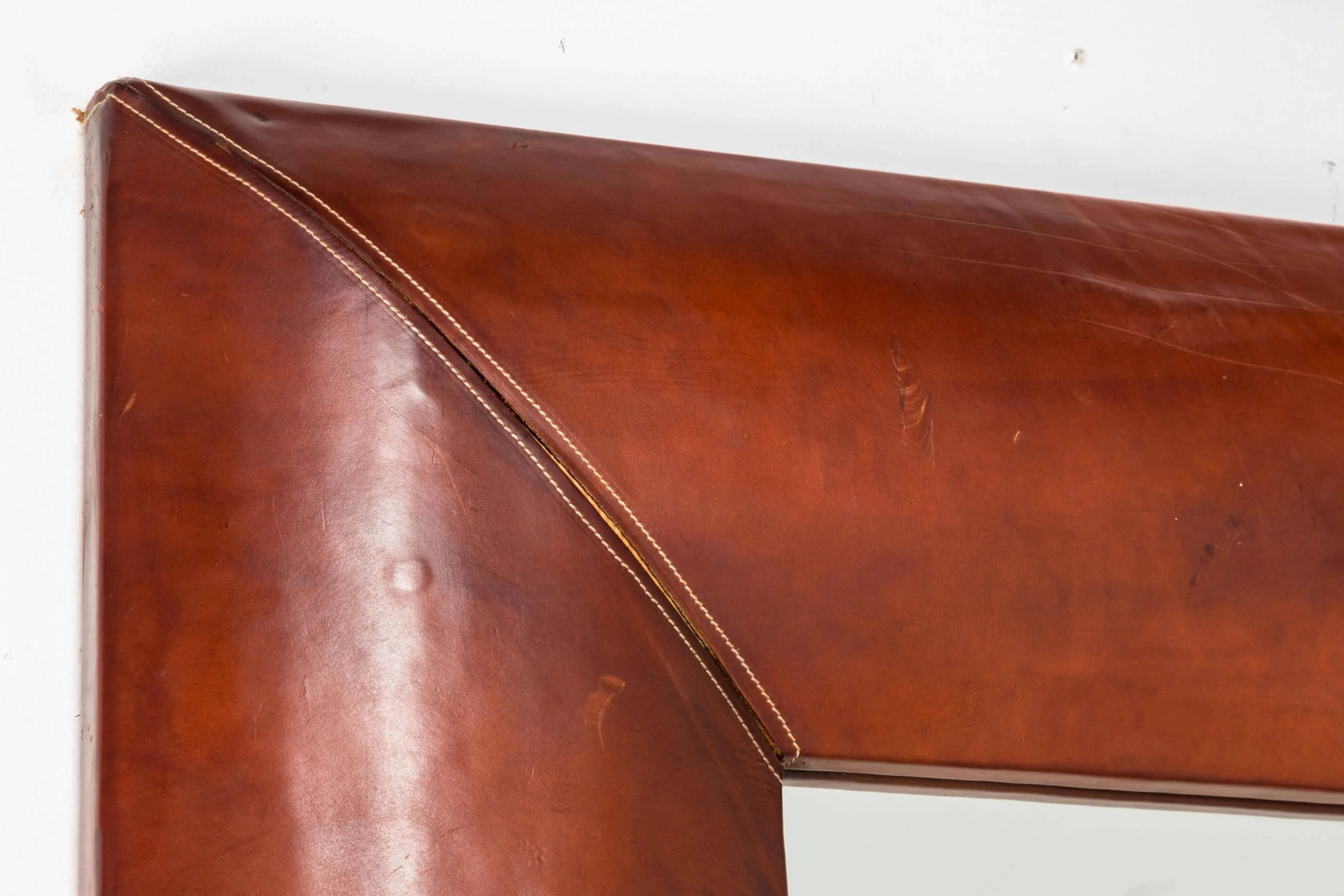 French Mirror with Stitched Leather Frame - 6