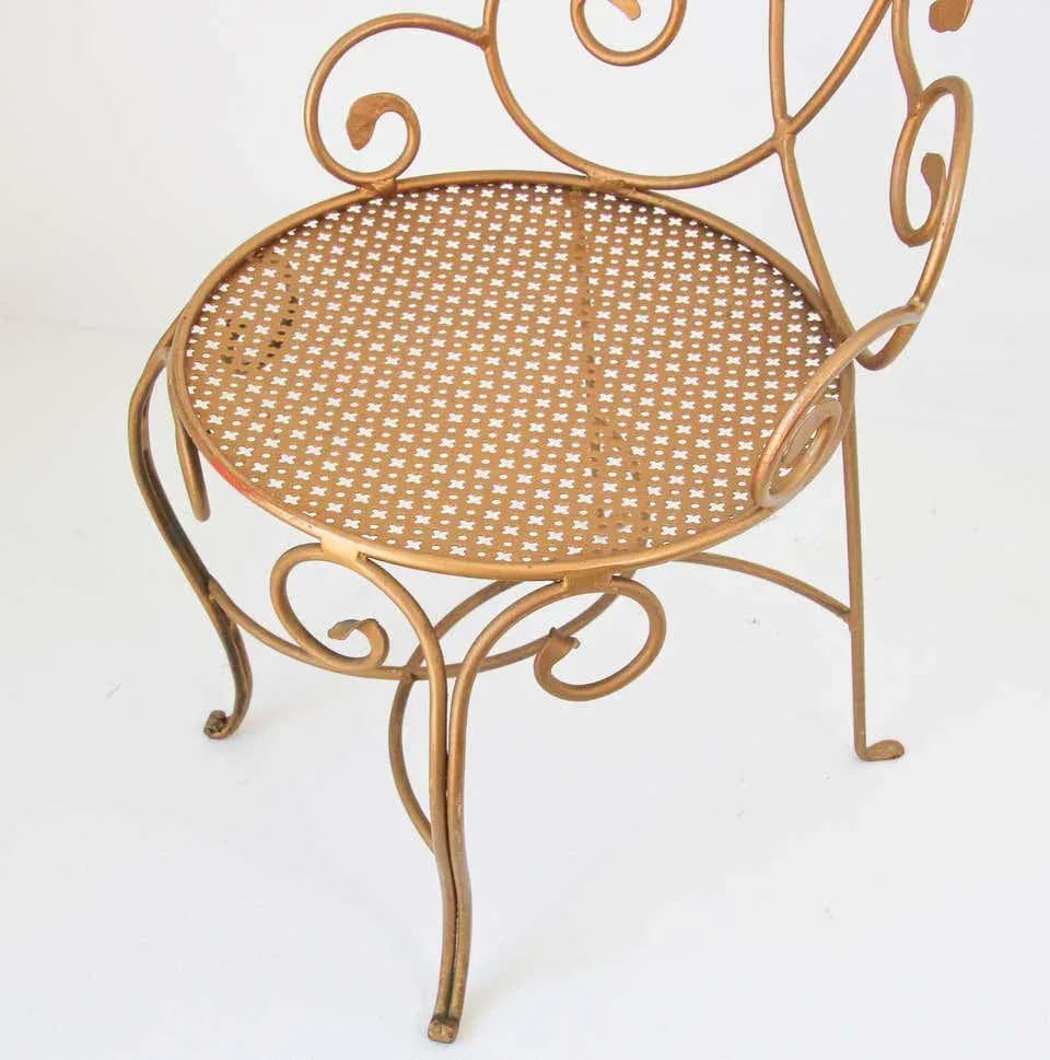 1960s Vintage Italian Gilt Iron Sculptural Chair - 11