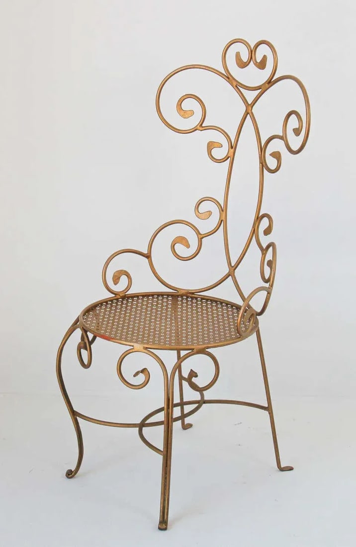 1960s Vintage Italian Gilt Iron Sculptural Chair - 4