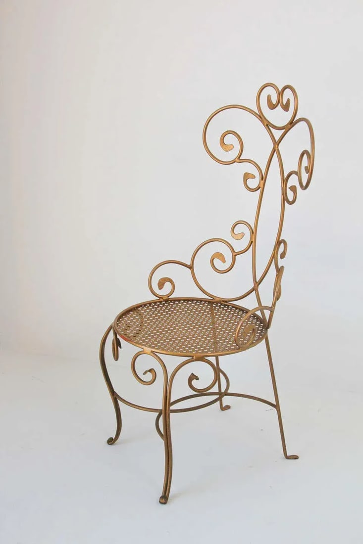 1960s Vintage Italian Gilt Iron Sculptural Chair - 5