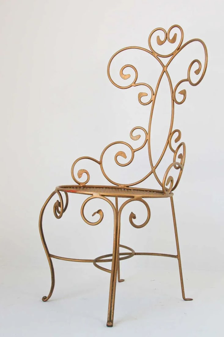 1960s Vintage Italian Gilt Iron Sculptural Chair - 6