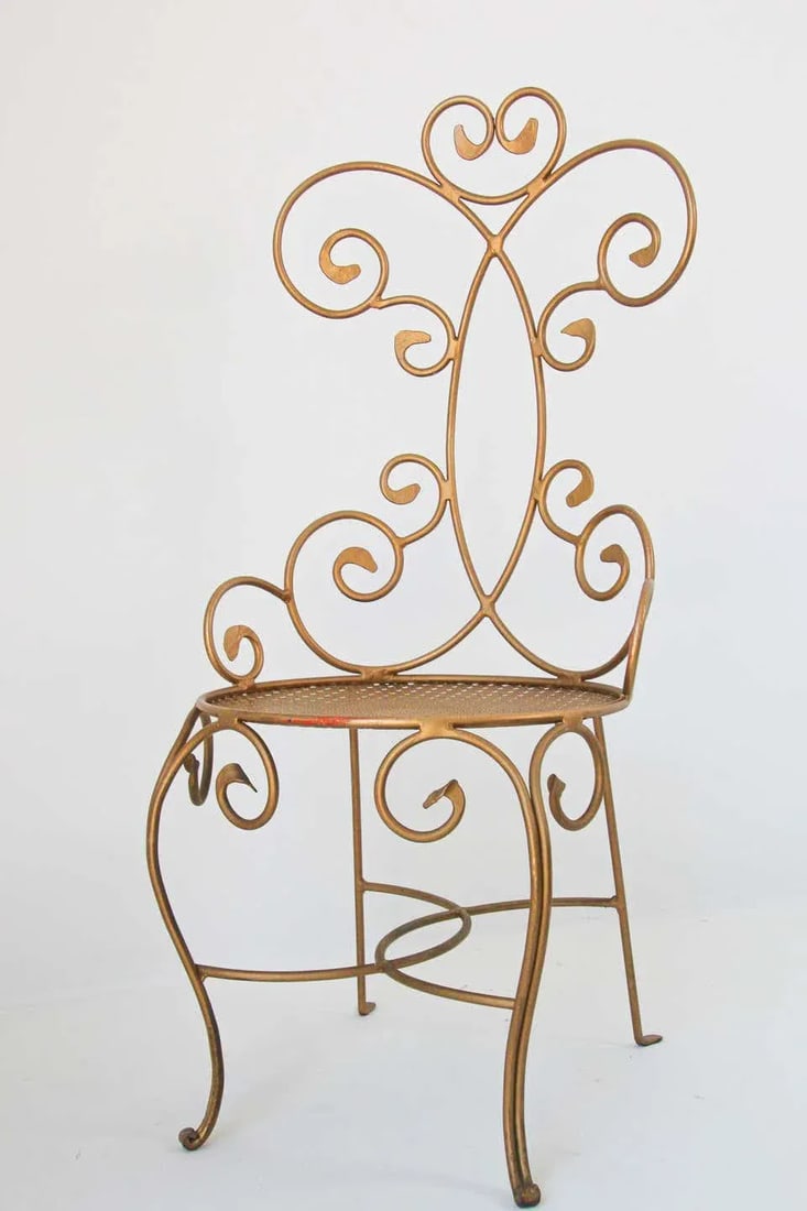 1960s Vintage Italian Gilt Iron Sculptural Chair - 7