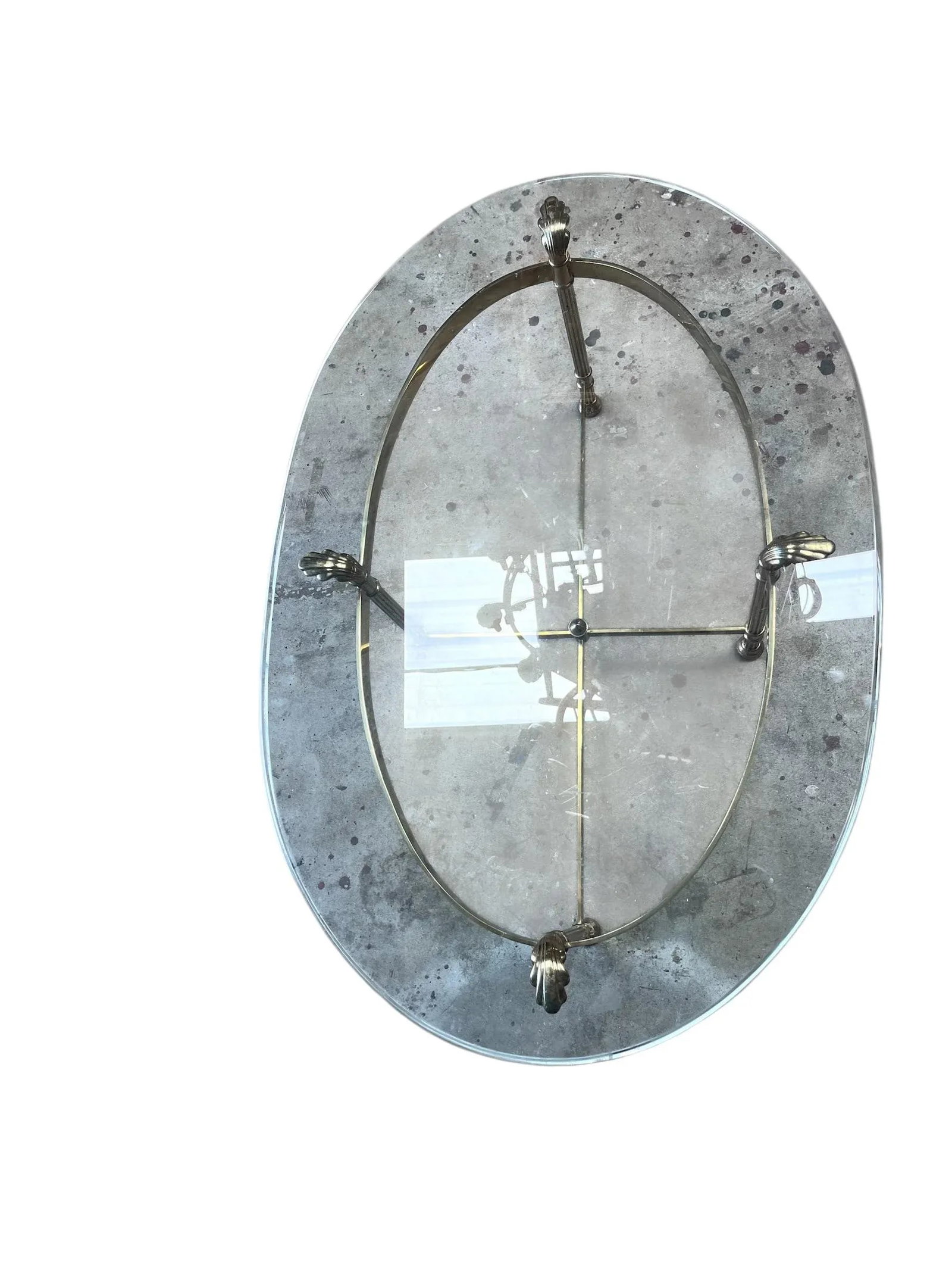1990s Vintage Oval, Brass Glass, Coffee Table, Italy - 6