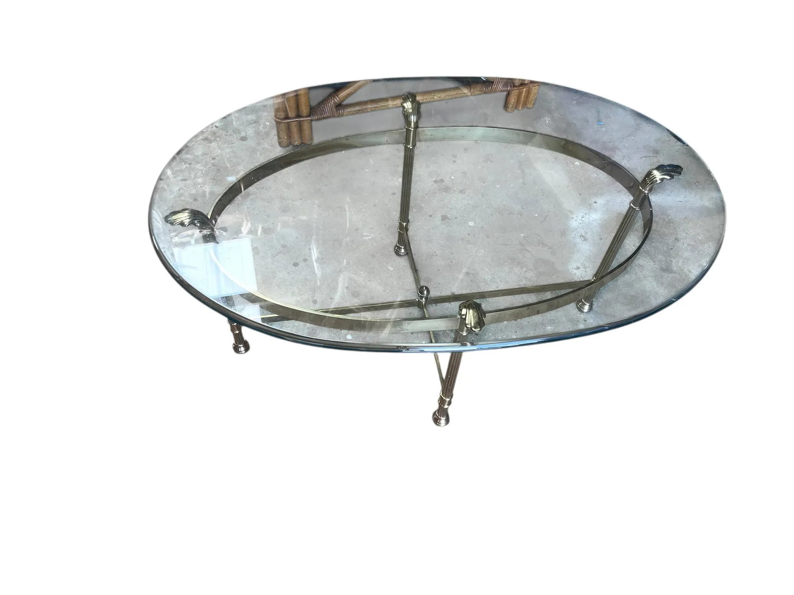 1990s Vintage Oval, Brass Glass, Coffee Table, Italy - 9