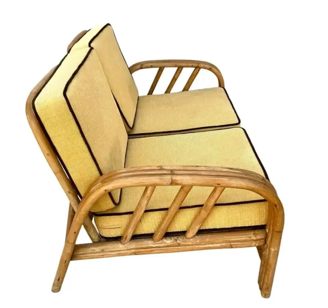 Mid Century Bamboo Rattan Loveseat Boho Chic - 7