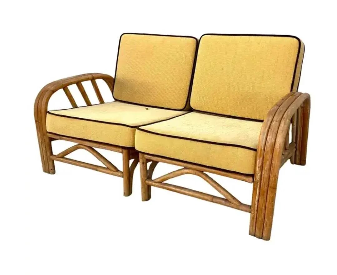 Mid Century Bamboo Rattan Loveseat Boho Chic - 8