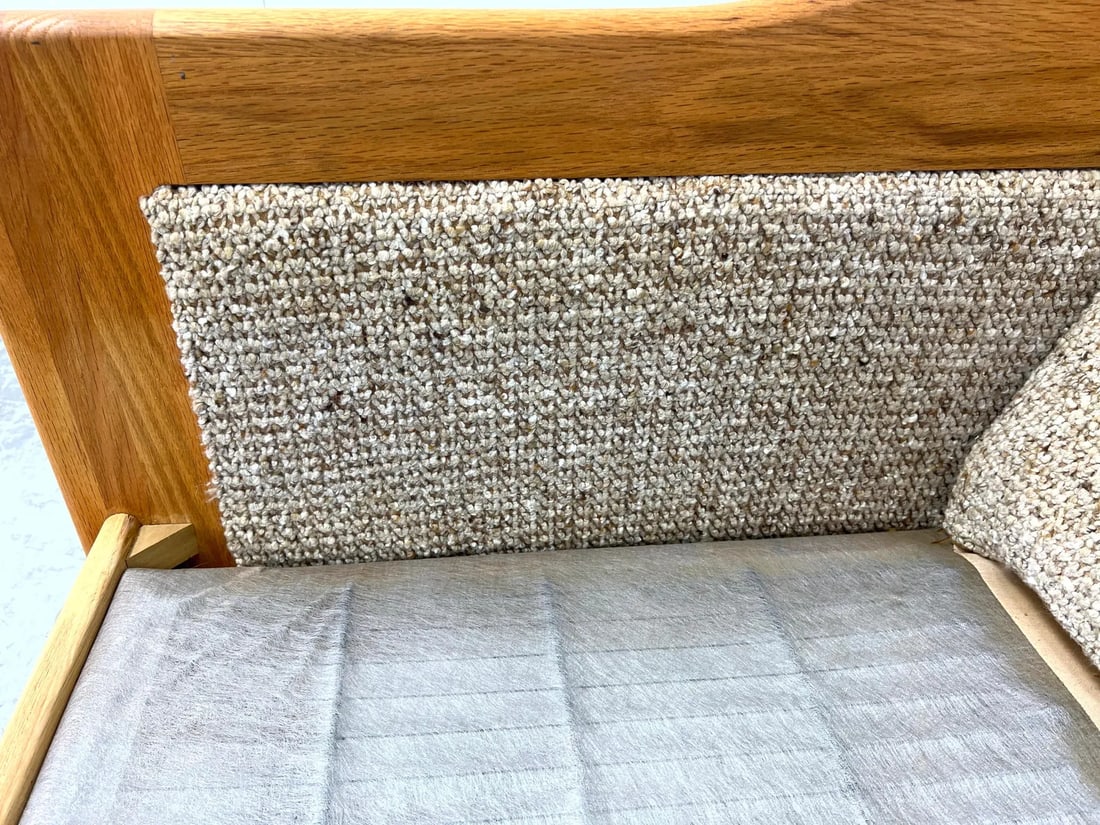 Mid 20th Century Mid-Century Modern Oak Loveseat Sofa With Textured Upholstery - 6