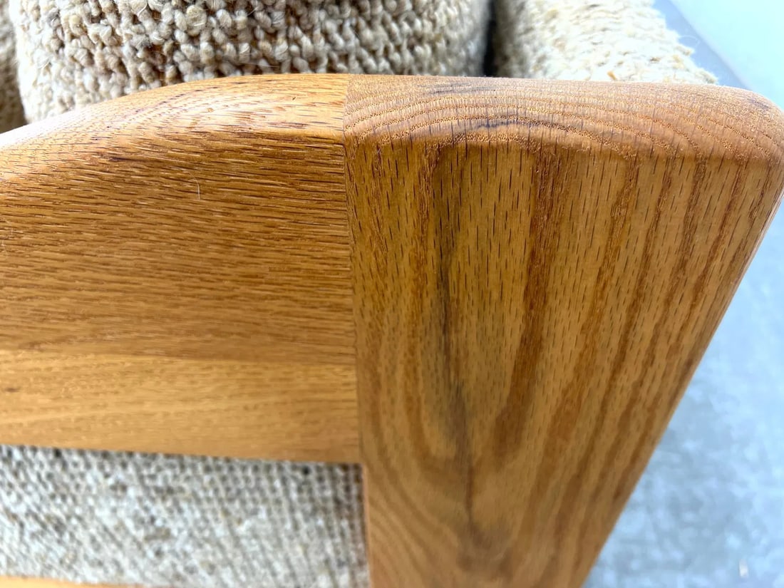 Mid 20th Century Mid-Century Modern Oak Loveseat Sofa With Textured Upholstery - 9