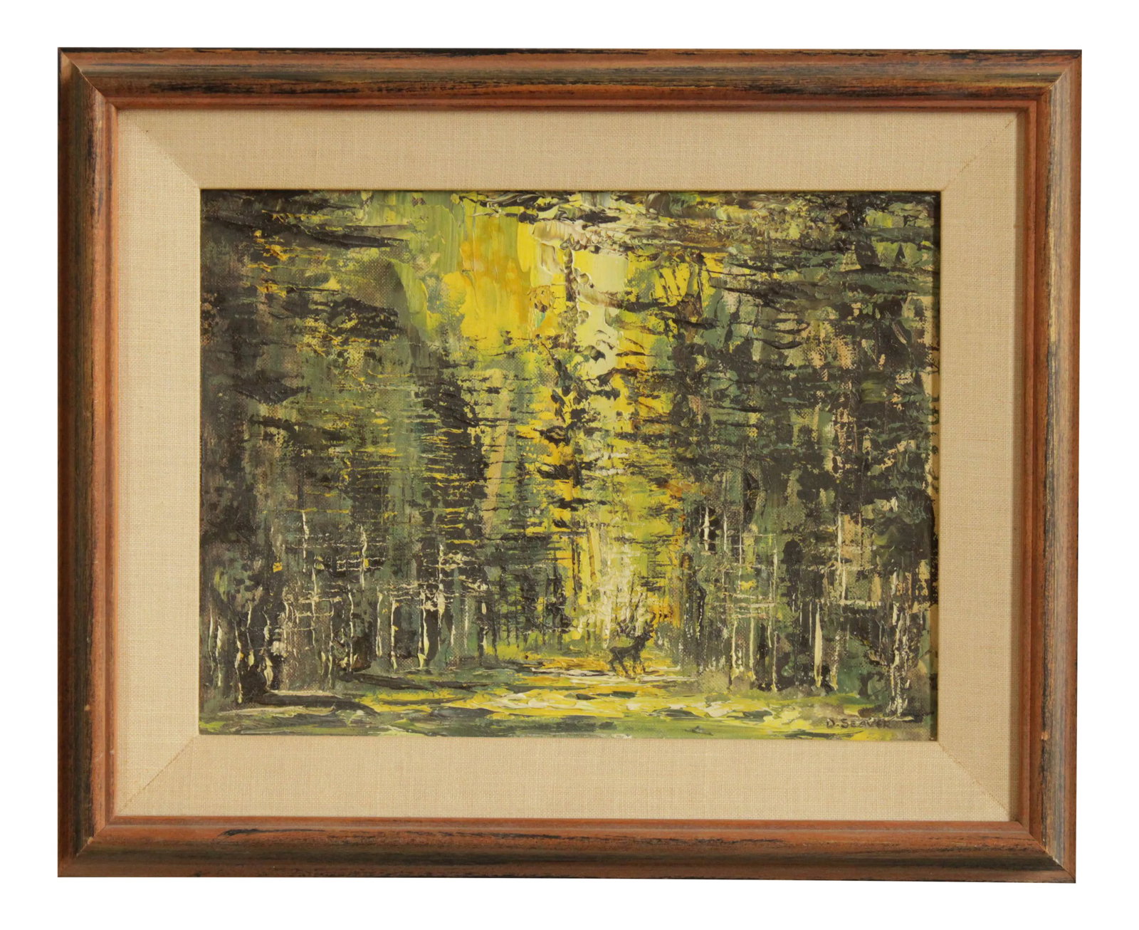 D. Seaver Framed Mid Century Modern Oil Painting"Yosemite": High Quality Vintage Original Framed Oil Painting on Canvas Panel Board Condition: Alterations: Original Condition Unaltered Imperfections: Some Imperfections Condition Notes: Clean Vintage