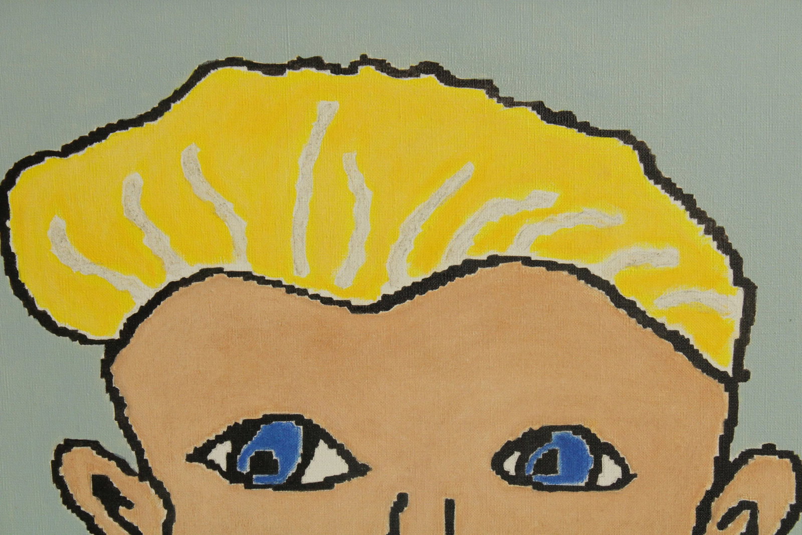 Anne E. BourassaAnne E. Bourassa Original Oil Painting on Canvas Portrait Blonde Man, Christmas Swea - 10