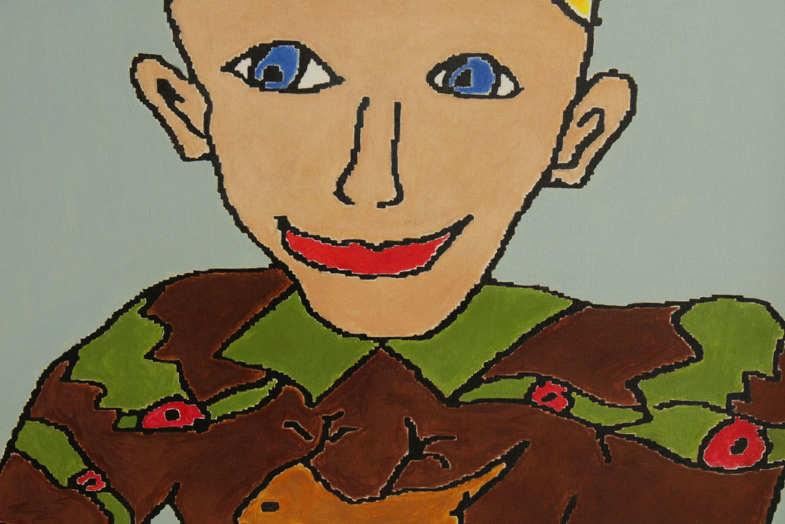 Anne E. BourassaAnne E. Bourassa Original Oil Painting on Canvas Portrait Blonde Man, Christmas Swea - 11