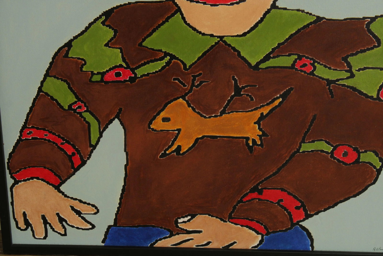 Anne E. BourassaAnne E. Bourassa Original Oil Painting on Canvas Portrait Blonde Man, Christmas Swea - 12