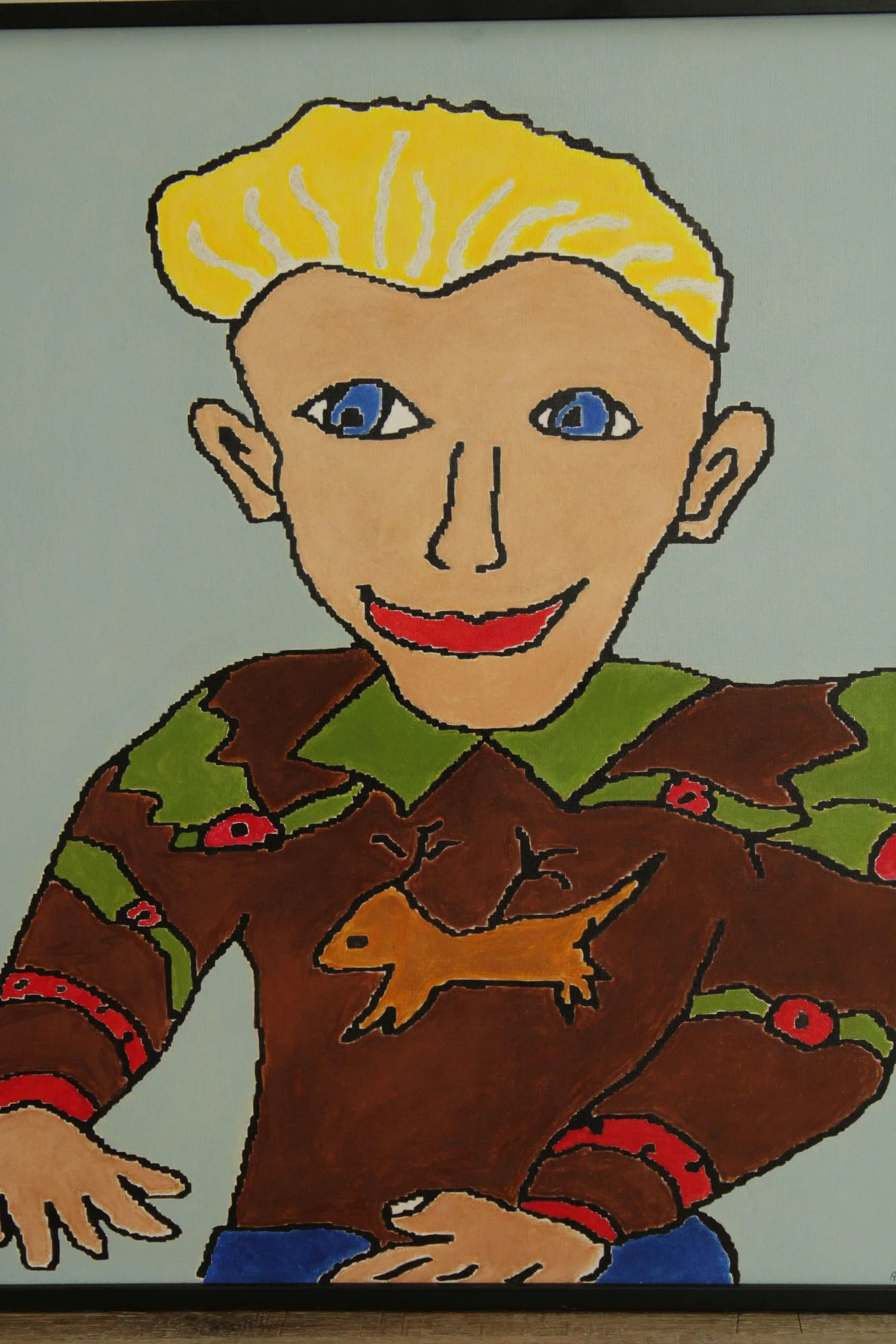 Anne E. BourassaAnne E. Bourassa Original Oil Painting on Canvas Portrait Blonde Man, Christmas Swea - 9