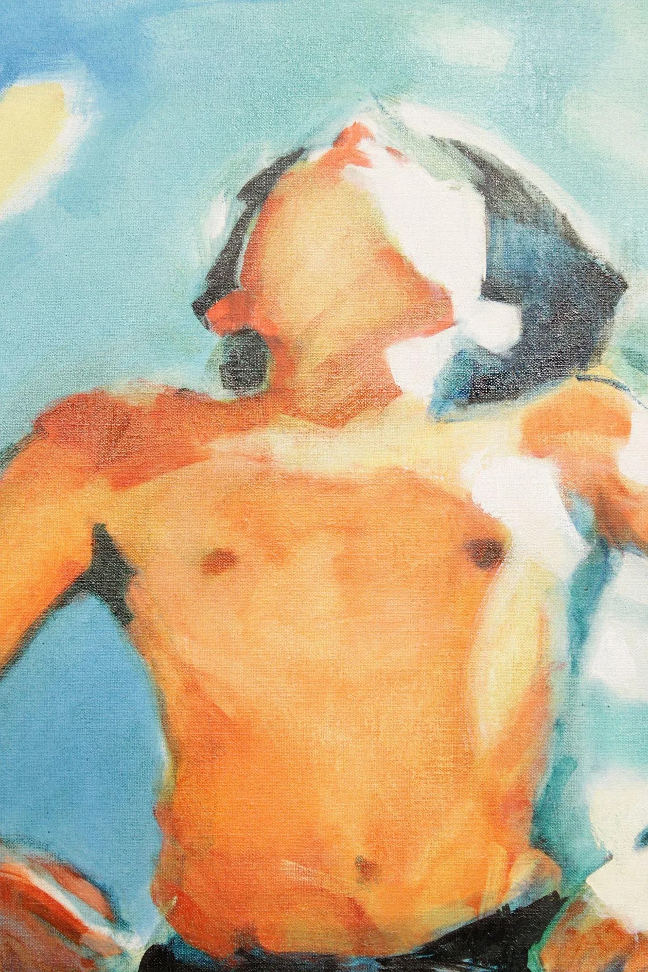 Malcolm Bray Contemporary Oil Painting, 'Boy Floating' - 6