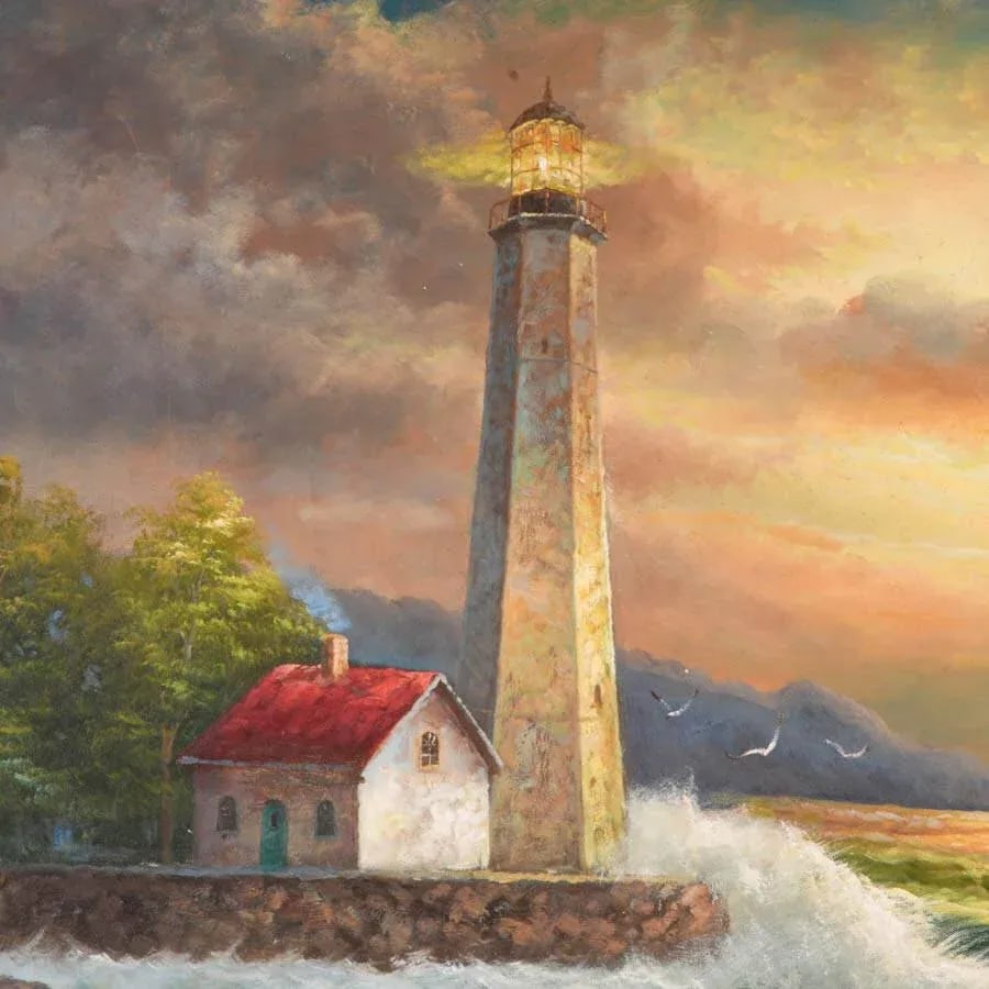 Mid 20th Century Framed Signed Shoreline Symphony Oil on Canvas - 3