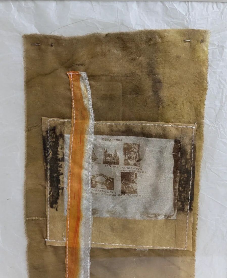 Framed Mixed-Media Textile Collage by Stephanie Malossane "Covadonga" - 4