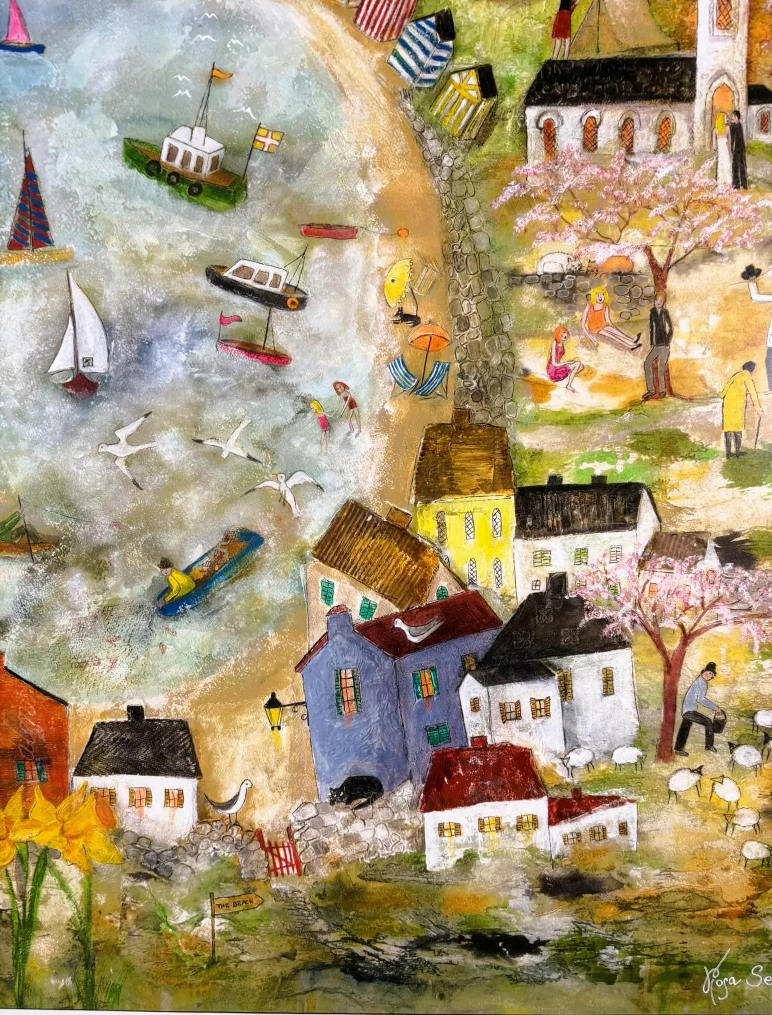 Rosa Sepple "The Cove" Signed Limited Edition Coastal Village Print - 10