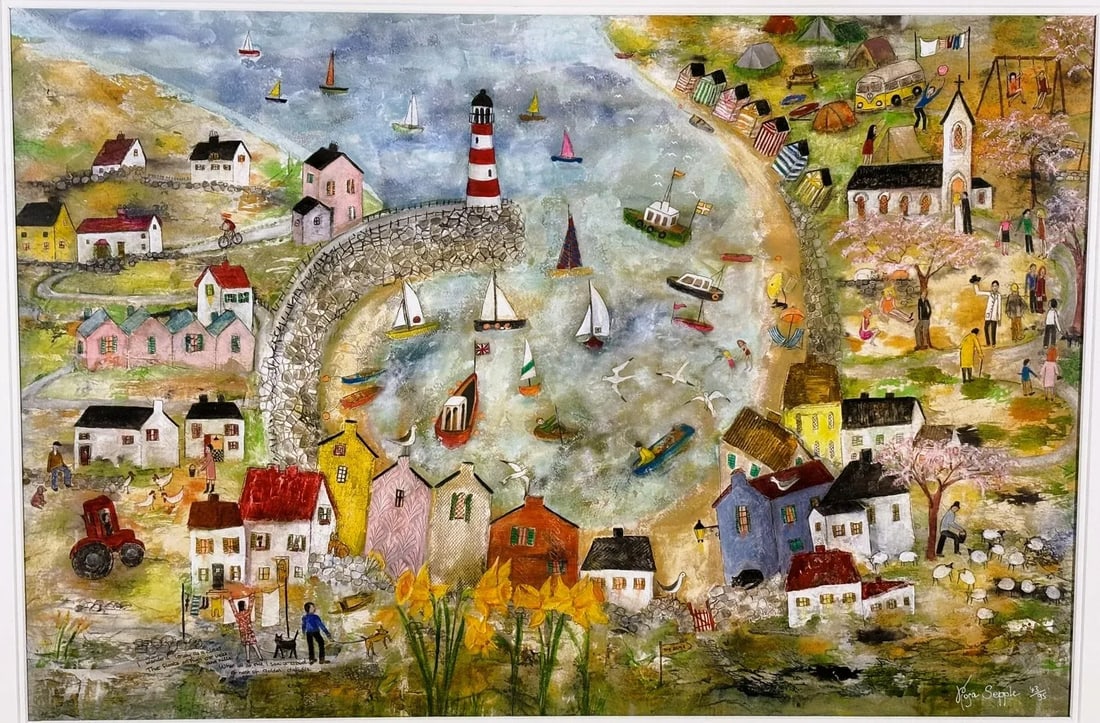 Rosa Sepple "The Cove" Signed Limited Edition Coastal Village Print - 2