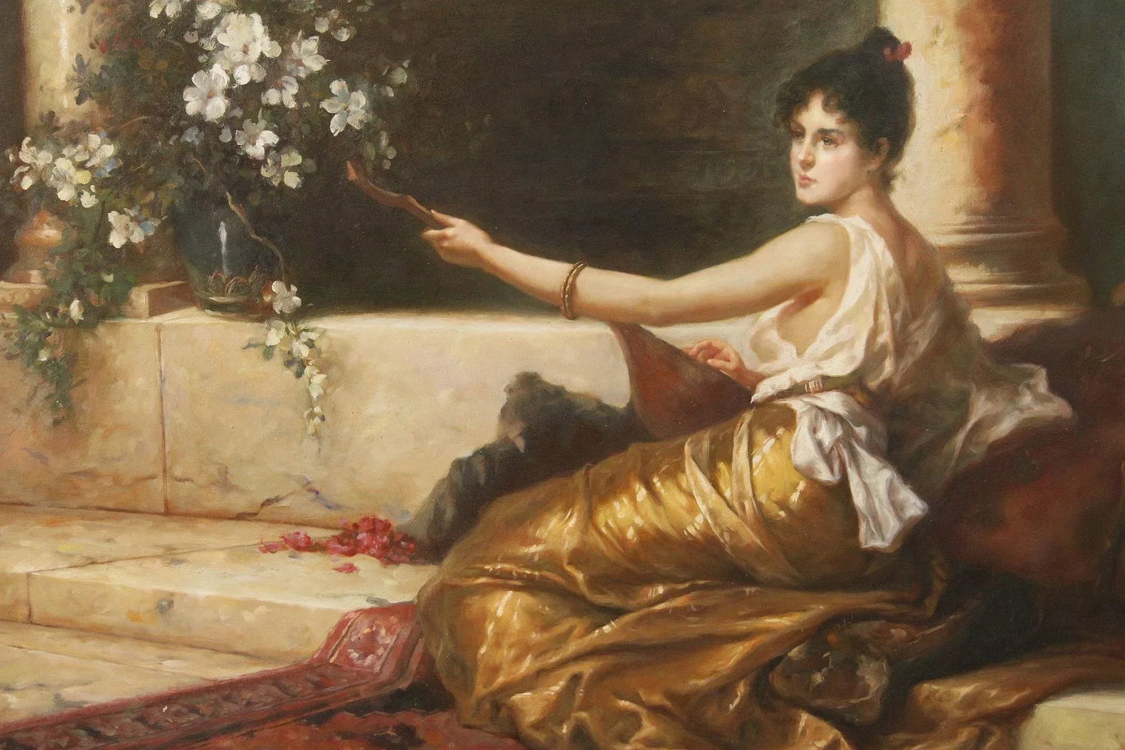 After Conrad Kiesel Salon Painting, 'The Mandolin Player' - 5