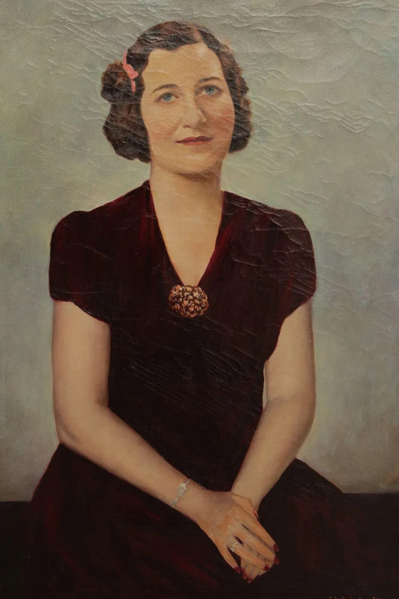 Cesare A. Ricciardi Framed Oil Portrait, Society Woman - 10