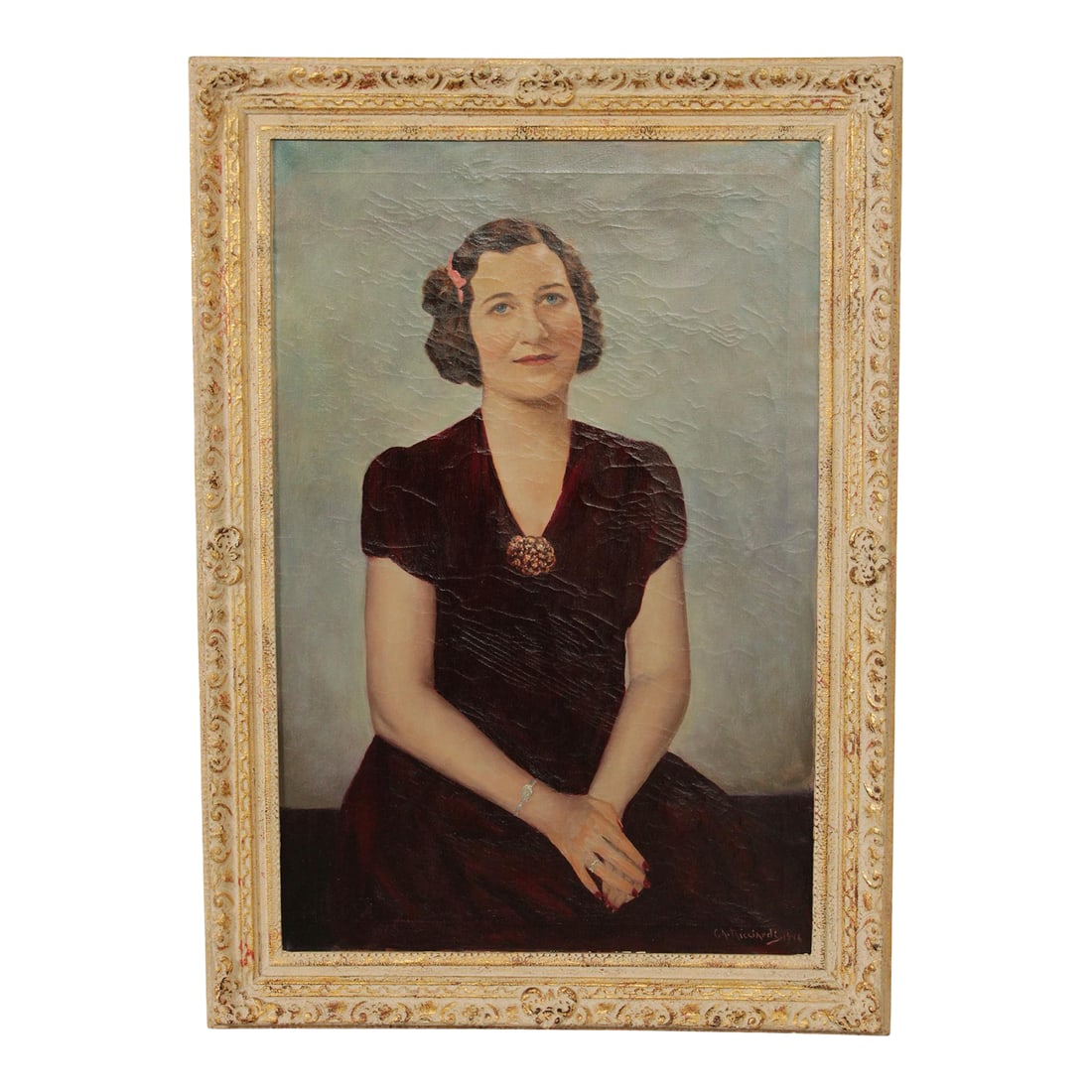 Cesare A. Ricciardi Framed Oil Portrait, Society Woman (1 of 12)
