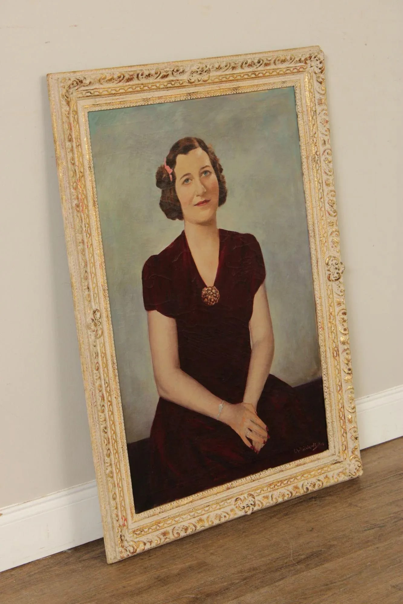 Cesare A. Ricciardi Framed Oil Portrait, Society Woman - 3
