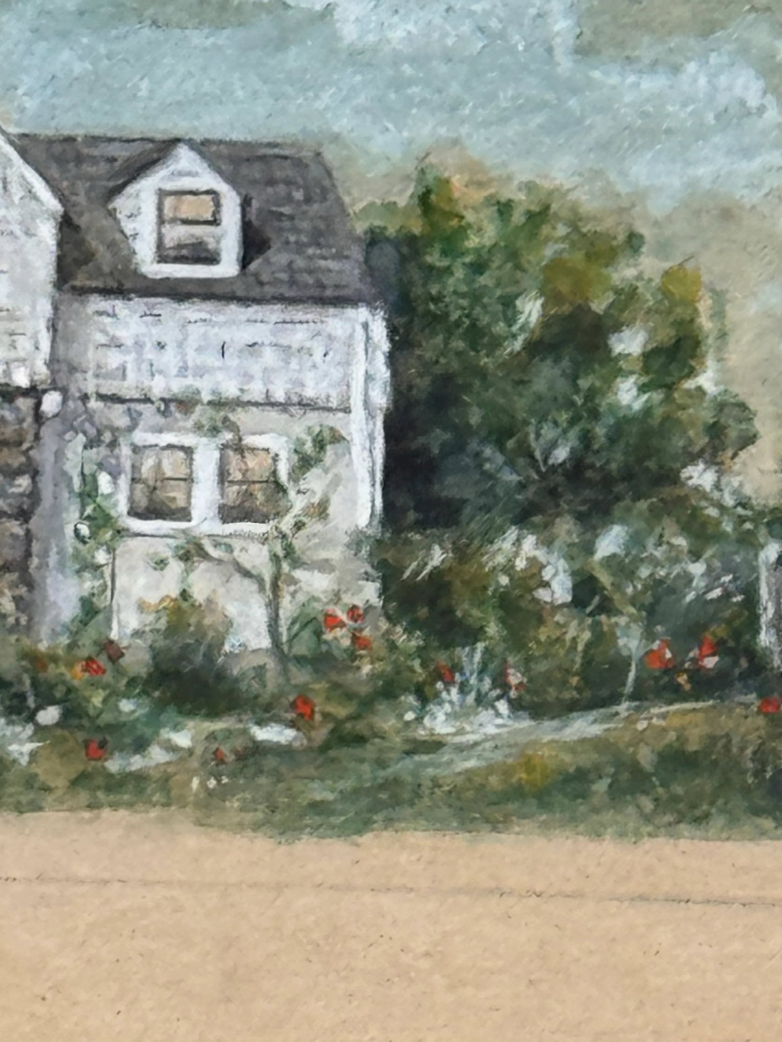 Framed 1920s w.c. Vincent Watercolor Painting Cape Cod House Rustic Frame - 5