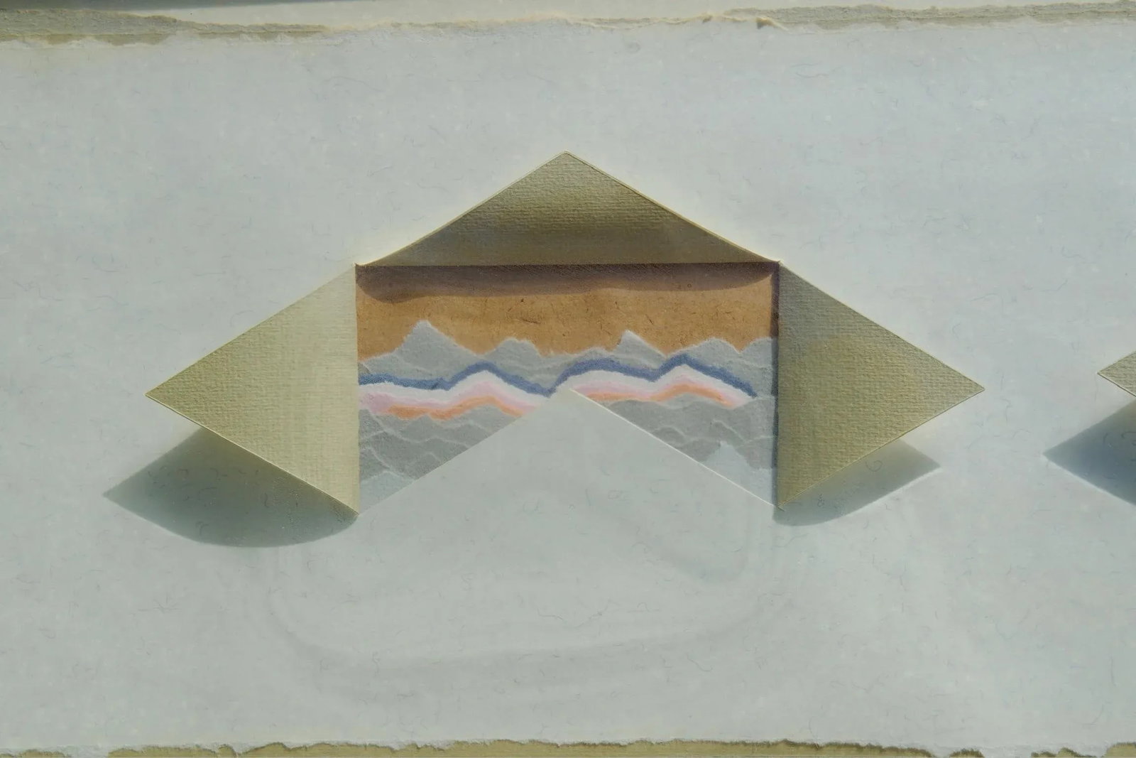 Modern Abstract Geometric Paper Art - Signed "C. Ayt" - Cut & Folded Dimensional Collage - Framed - 2