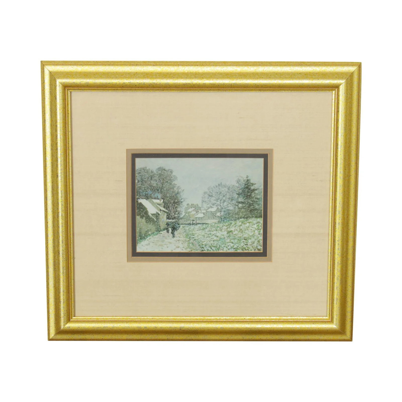 Custom Framed Impressionist Art Print Winter Scene - 13