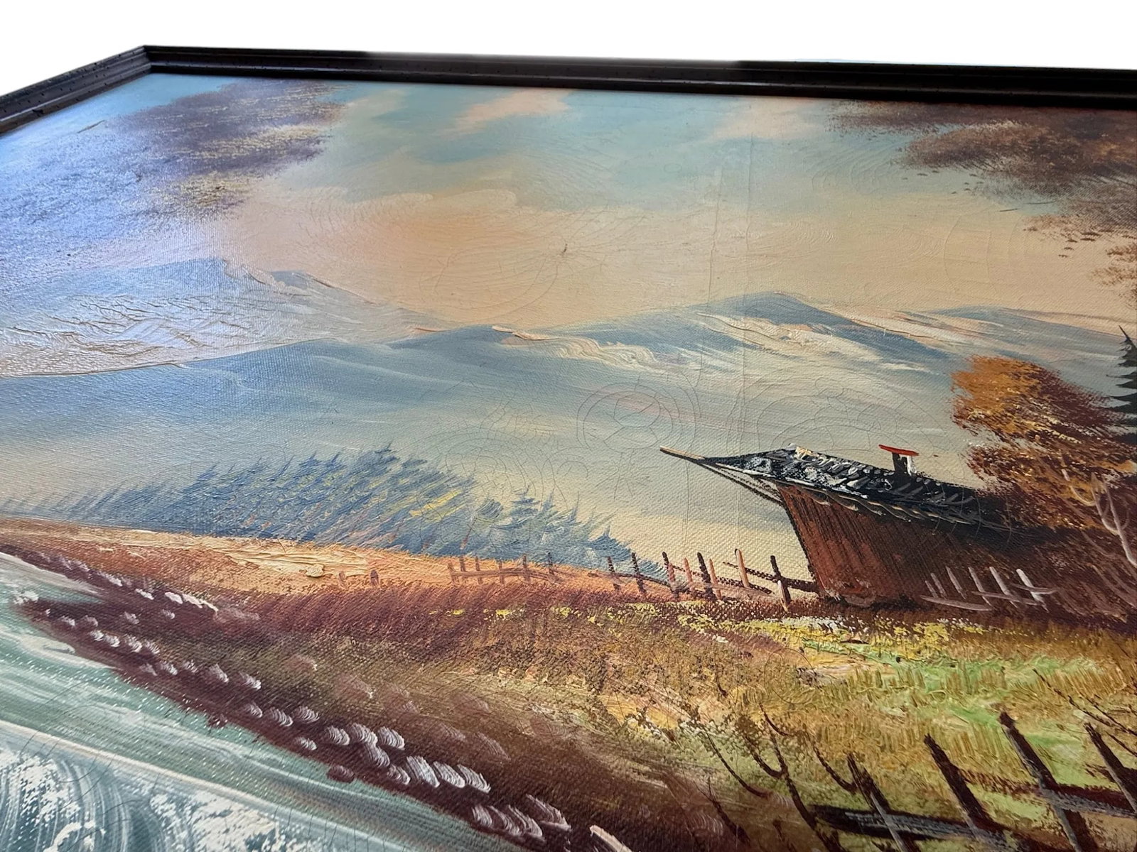 Late 20th Century H. Hermans Wooded River Landscape Oil Painting - 4