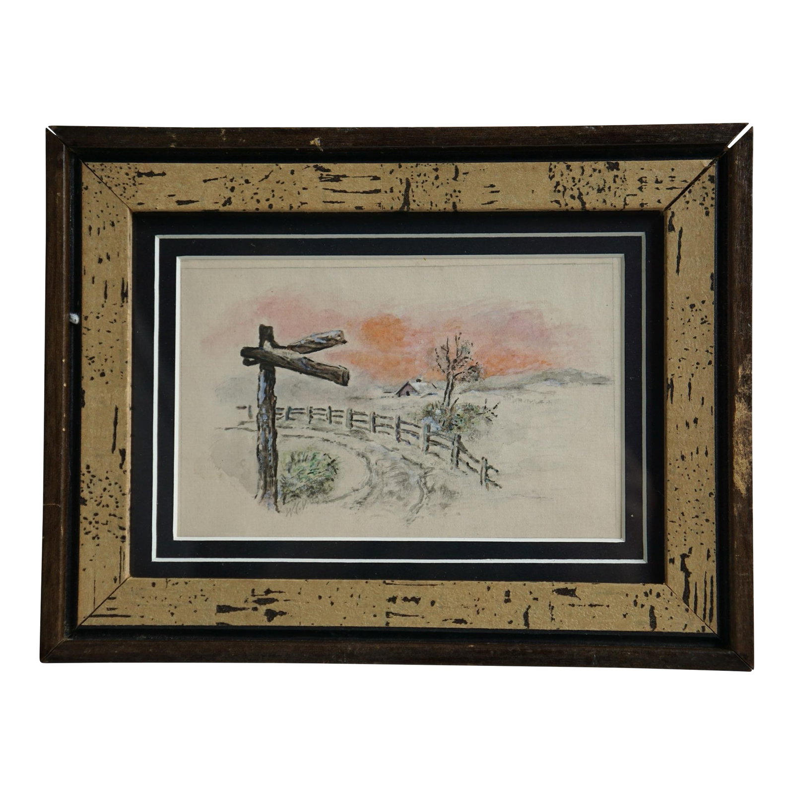Framed w.c. Vincent Watercolor Painting of a Country Scene: Capture the charm and quietude of rural life with this original watercolor painting by W.C. Vincent, beautifully depicting a peaceful country scene in soft, earthy tones. The artist's light hand and